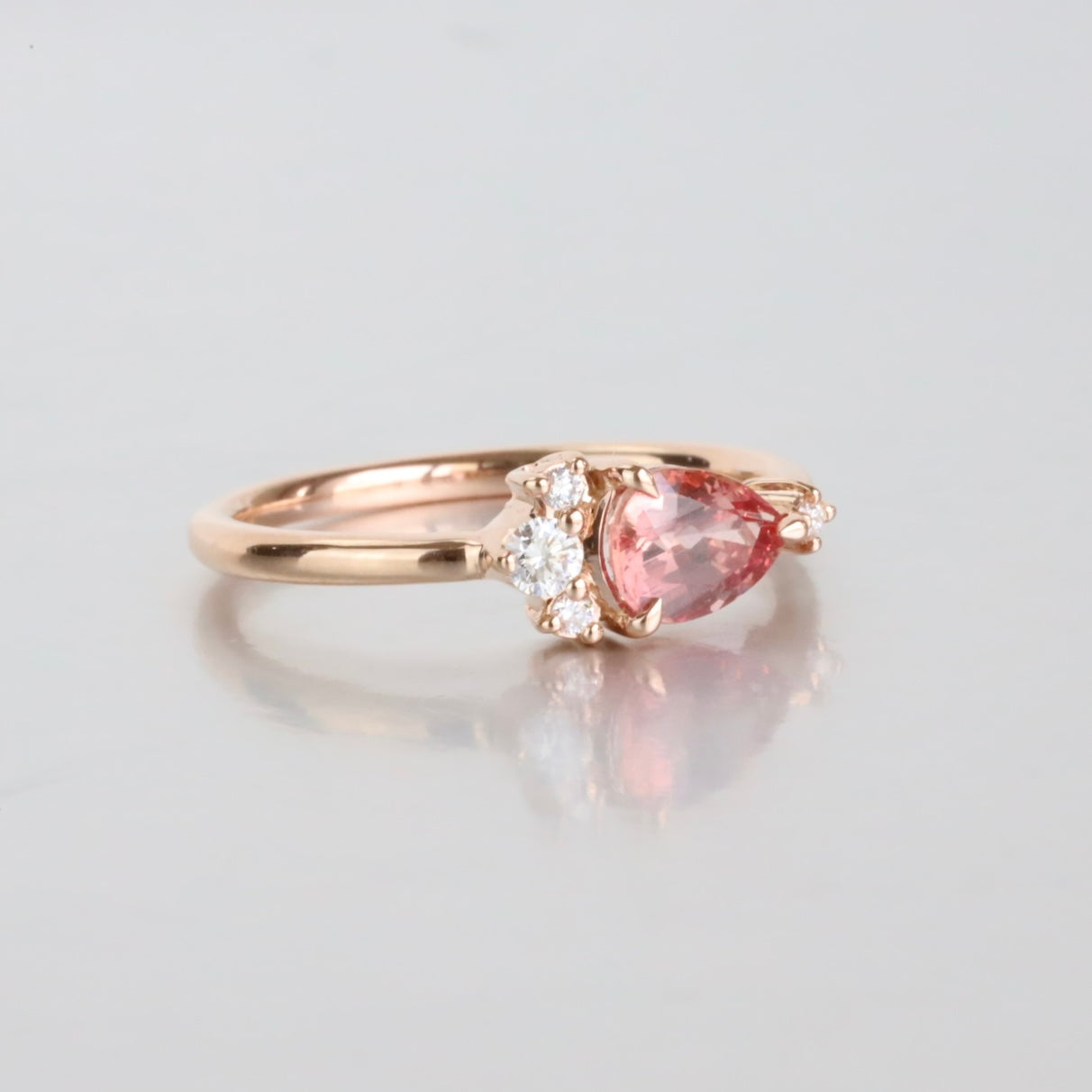 Snow Drop Padparadscha Ring