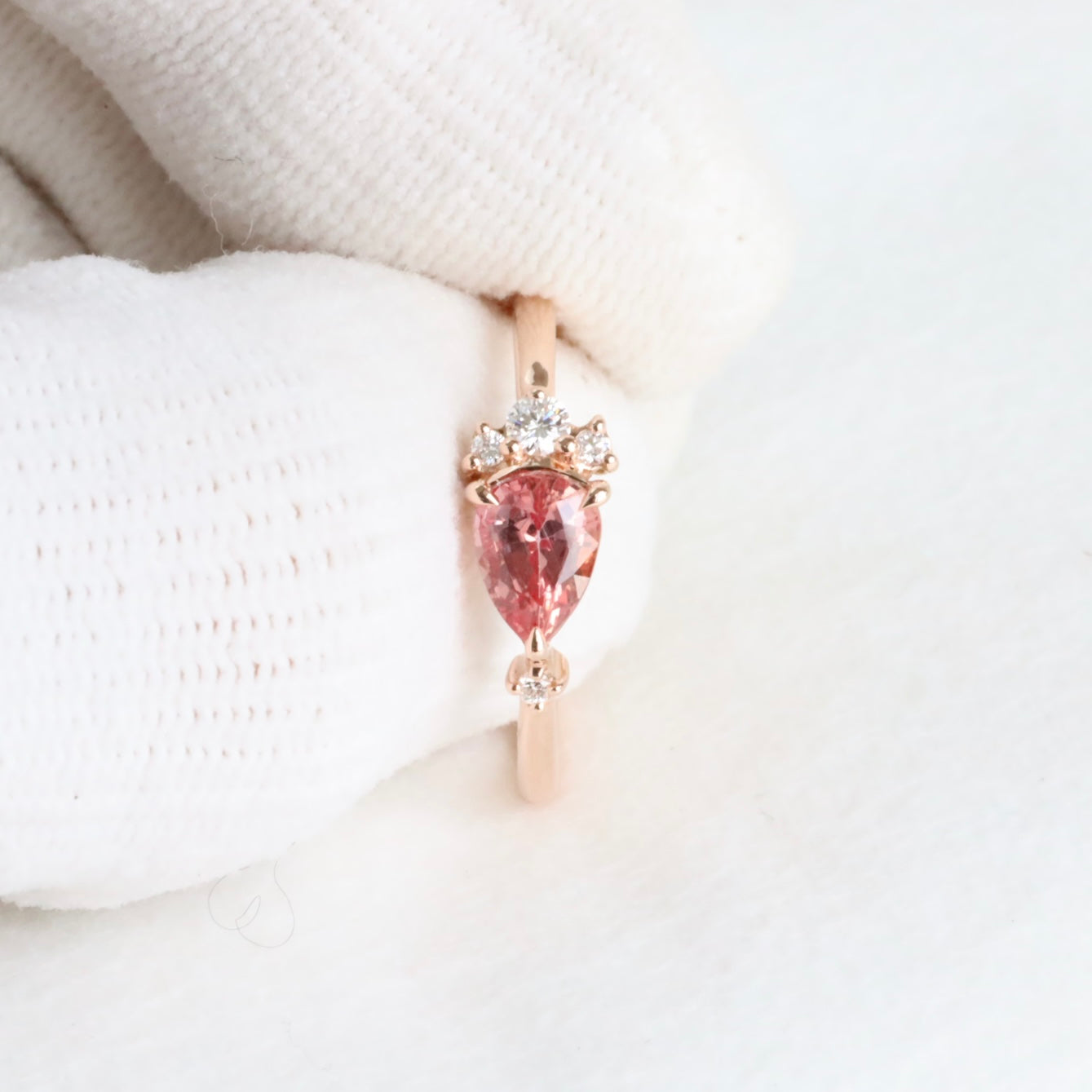 Snow Drop Padparadscha Ring