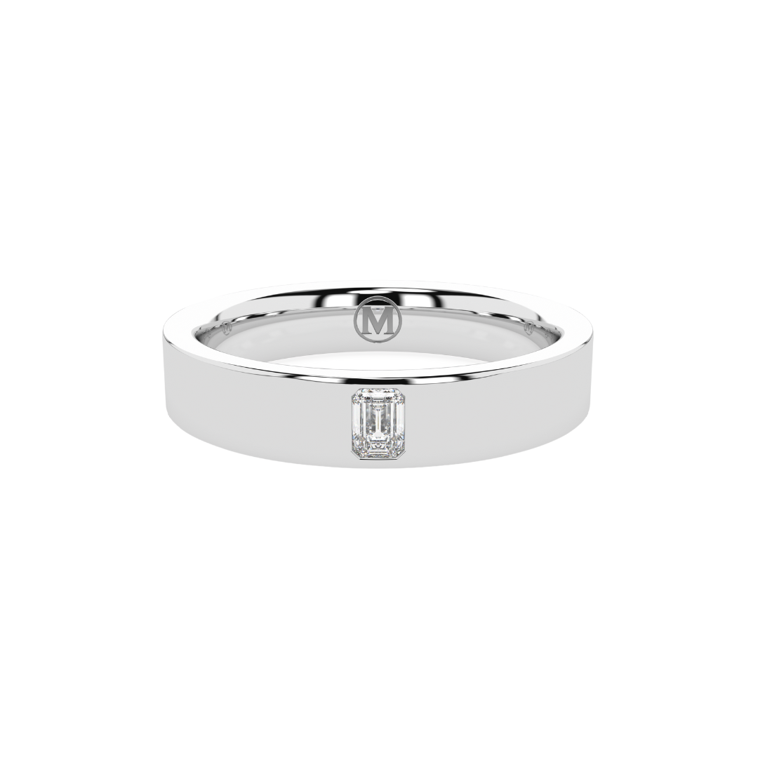 EMERAD CUT DIAMOND WEDDING BAND