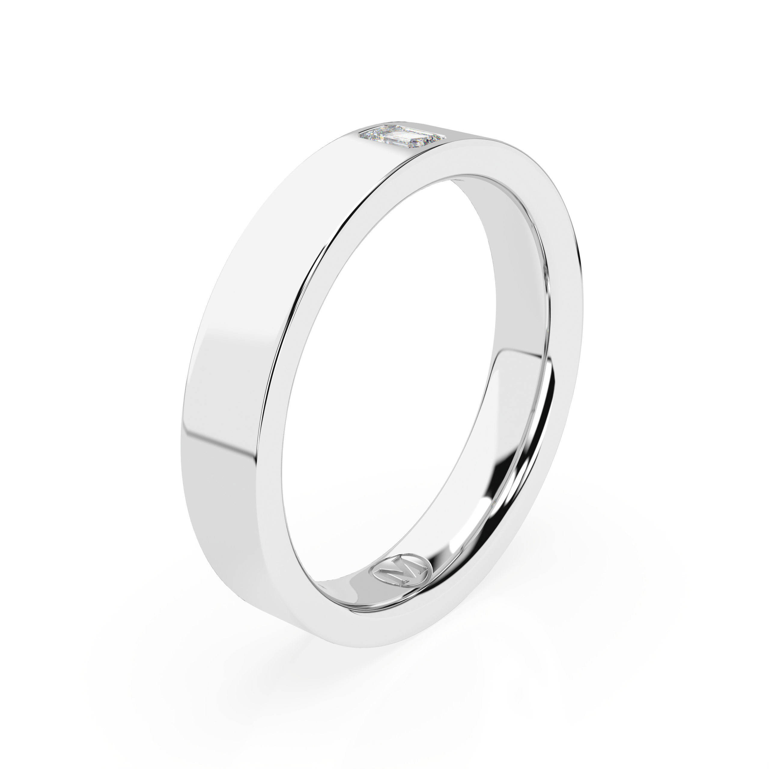 EMERAD CUT DIAMOND WEDDING BAND