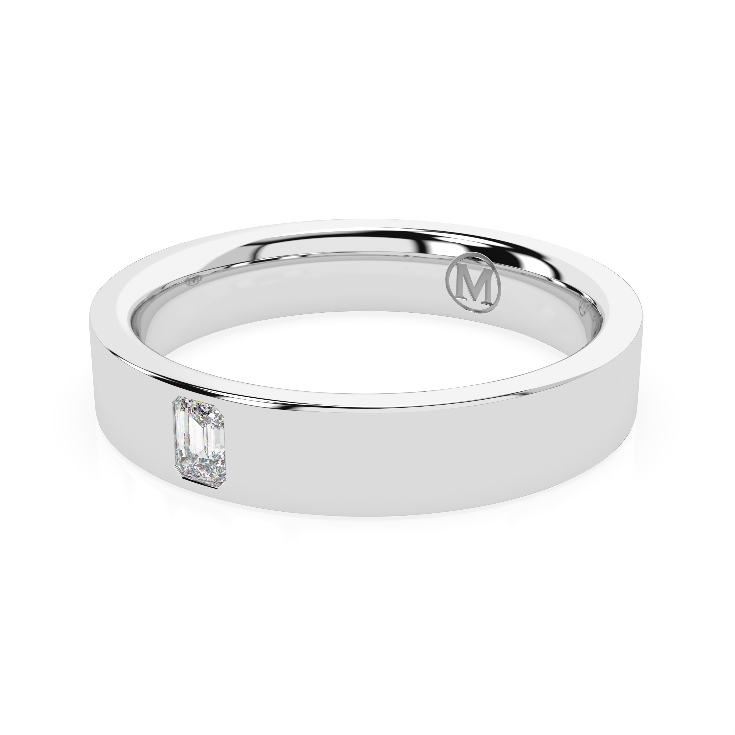 EMERAD CUT DIAMOND WEDDING BAND