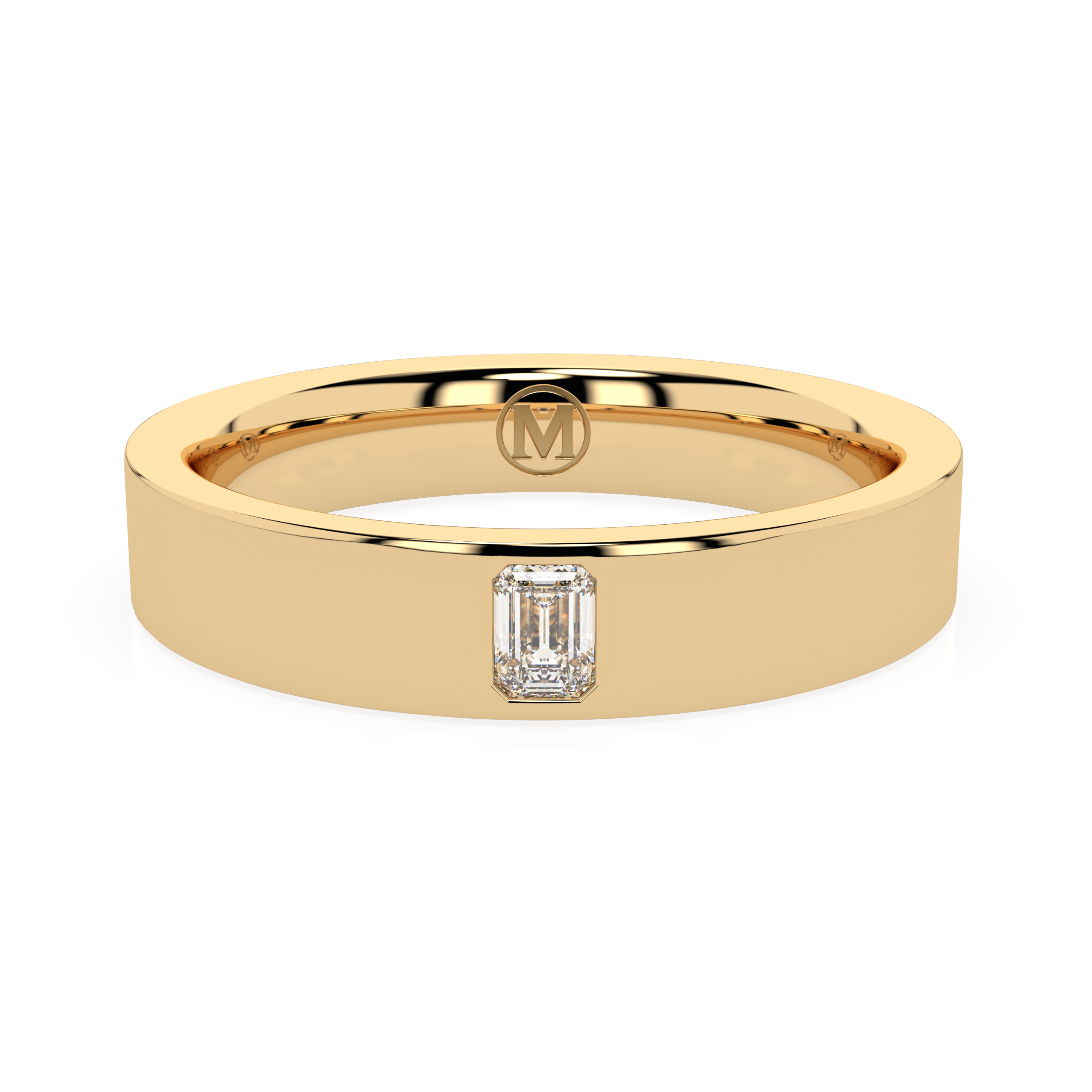 EMERAD CUT DIAMOND WEDDING BAND