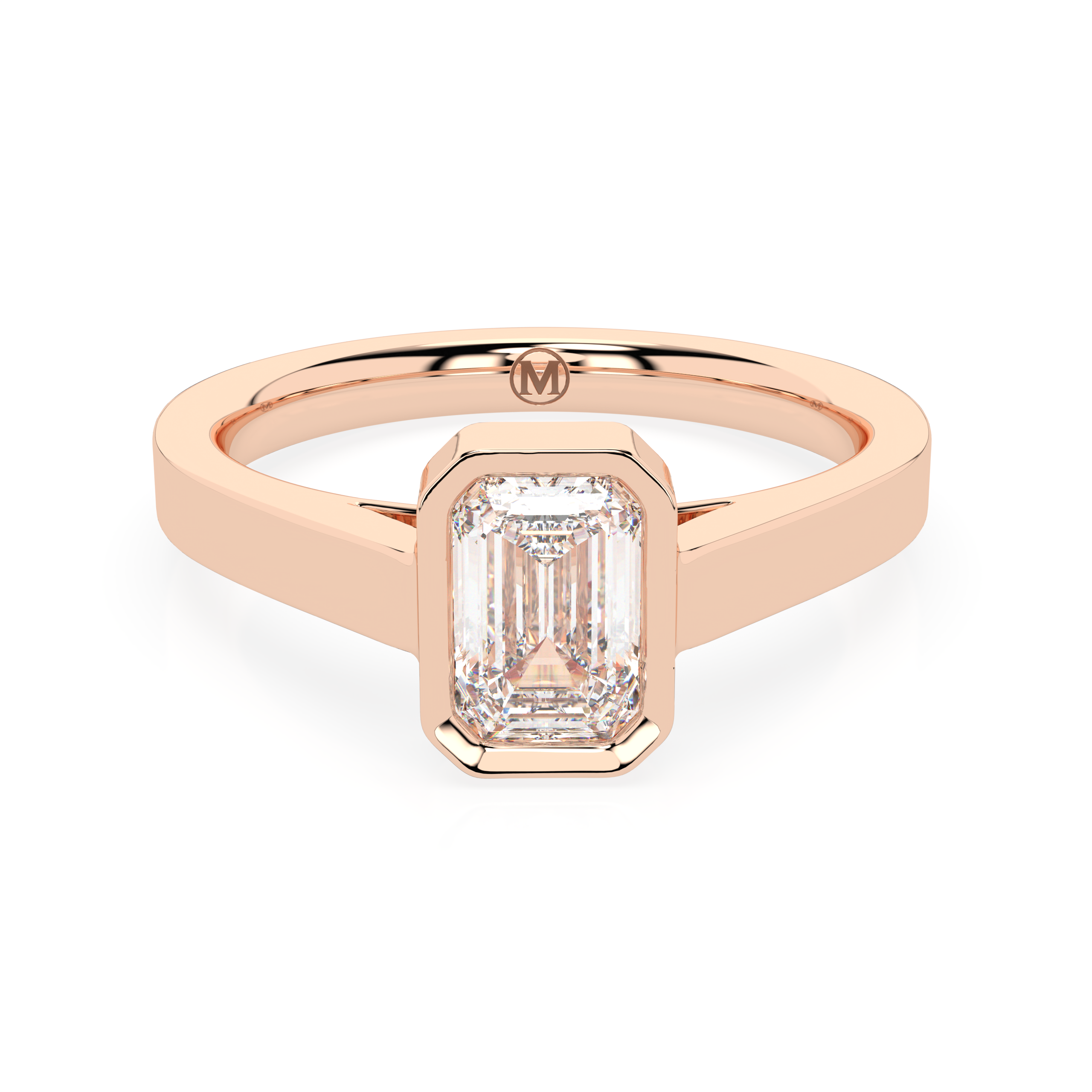 EMERALD CUT DIAMOND VERTICAL BEZEL SET ENGAGEMENT RING 0.50 CT.