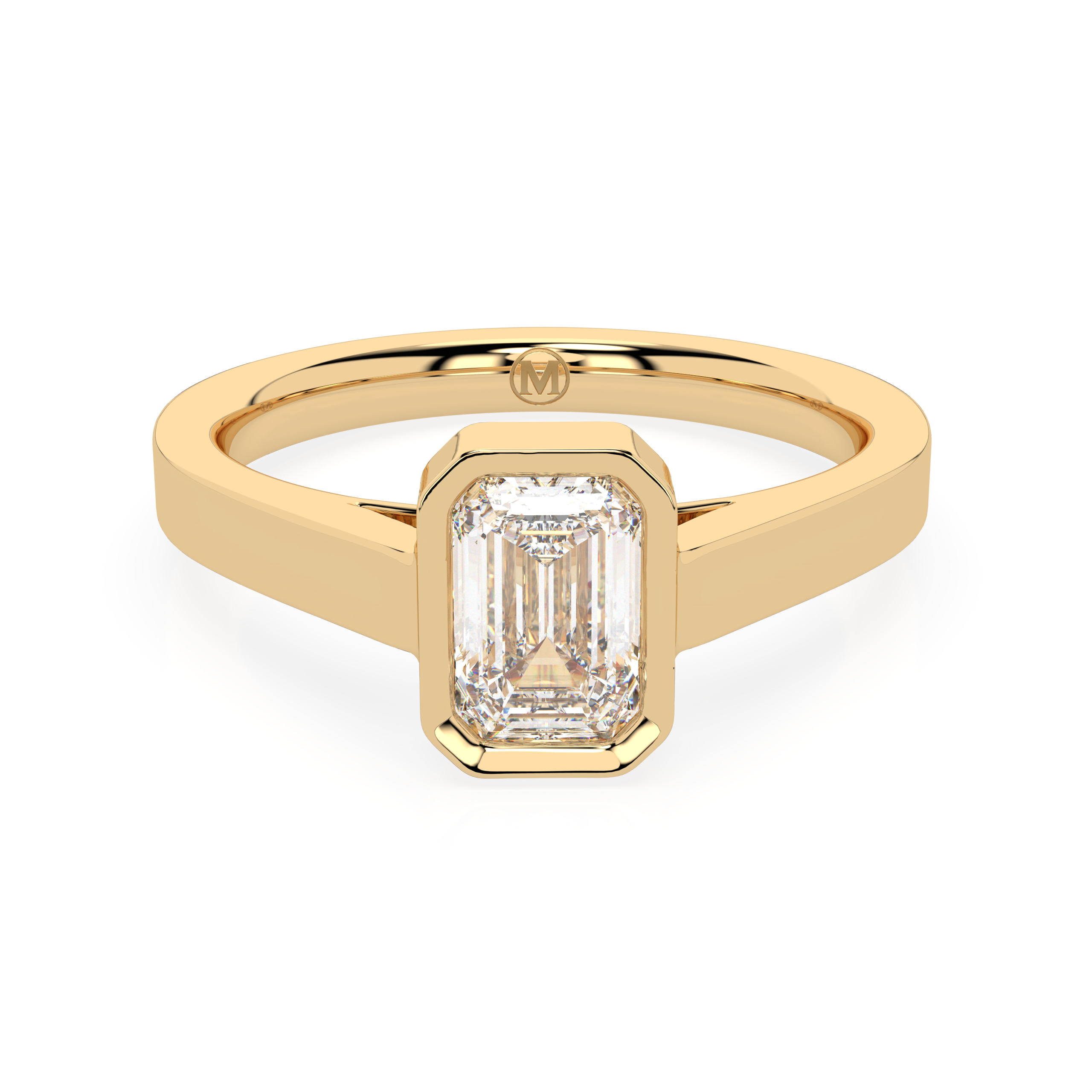 EMERALD CUT DIAMOND VERTICAL BEZEL SET ENGAGEMENT RING 0.50 CT.