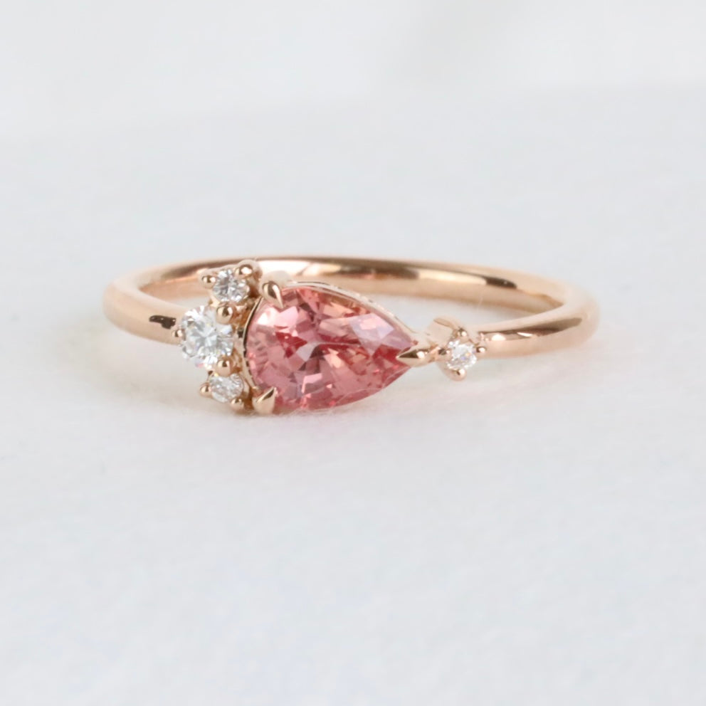 Snow Drop Padparadscha Ring