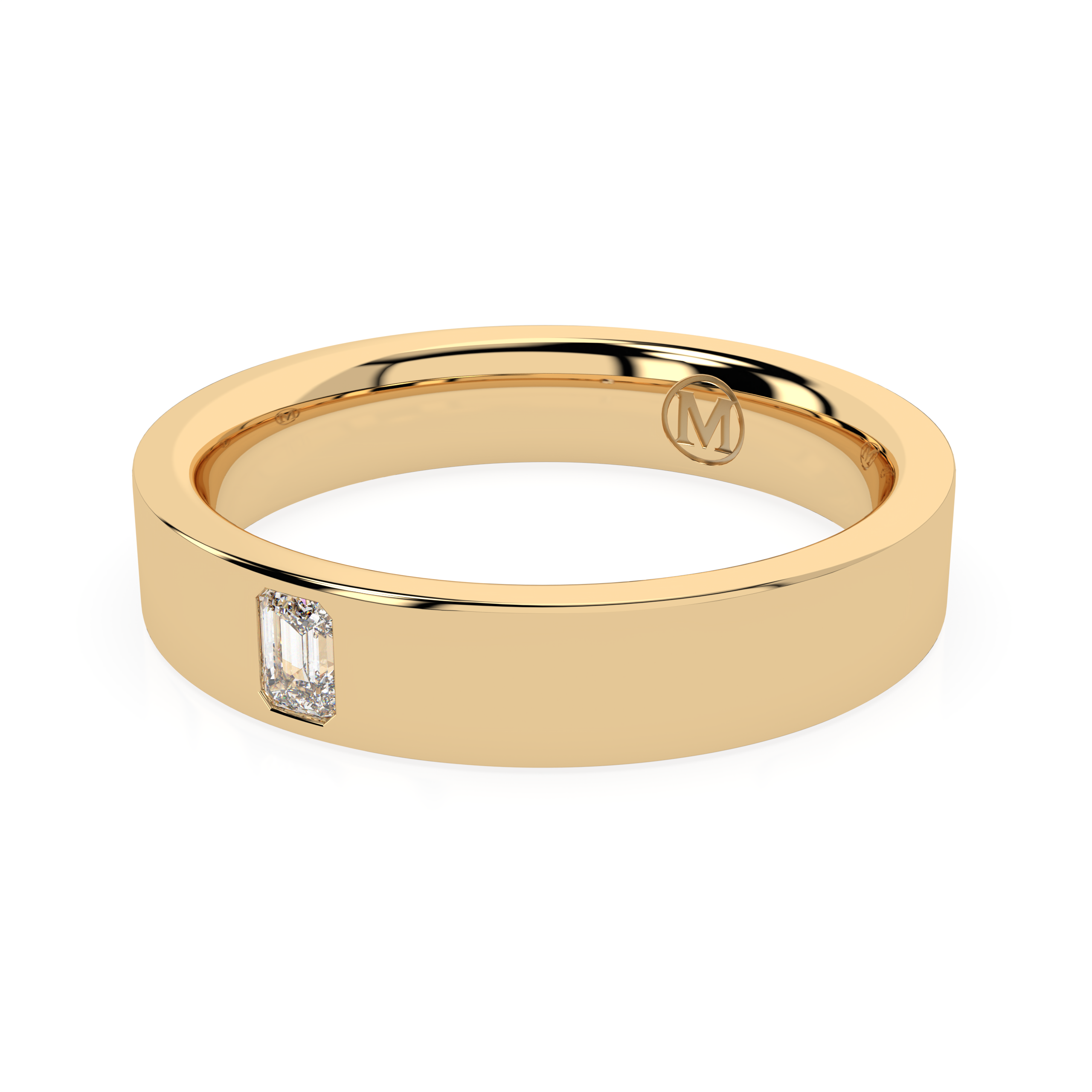 EMERAD CUT DIAMOND WEDDING BAND