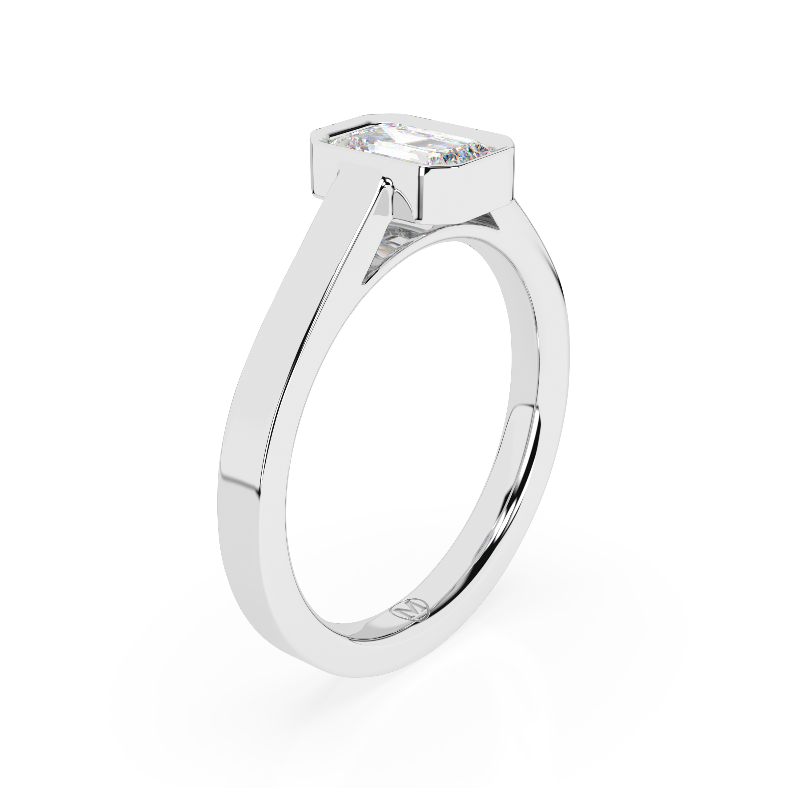 EMERALD CUT DIAMOND VERTICAL BEZEL SET ENGAGEMENT RING 0.50 CT.