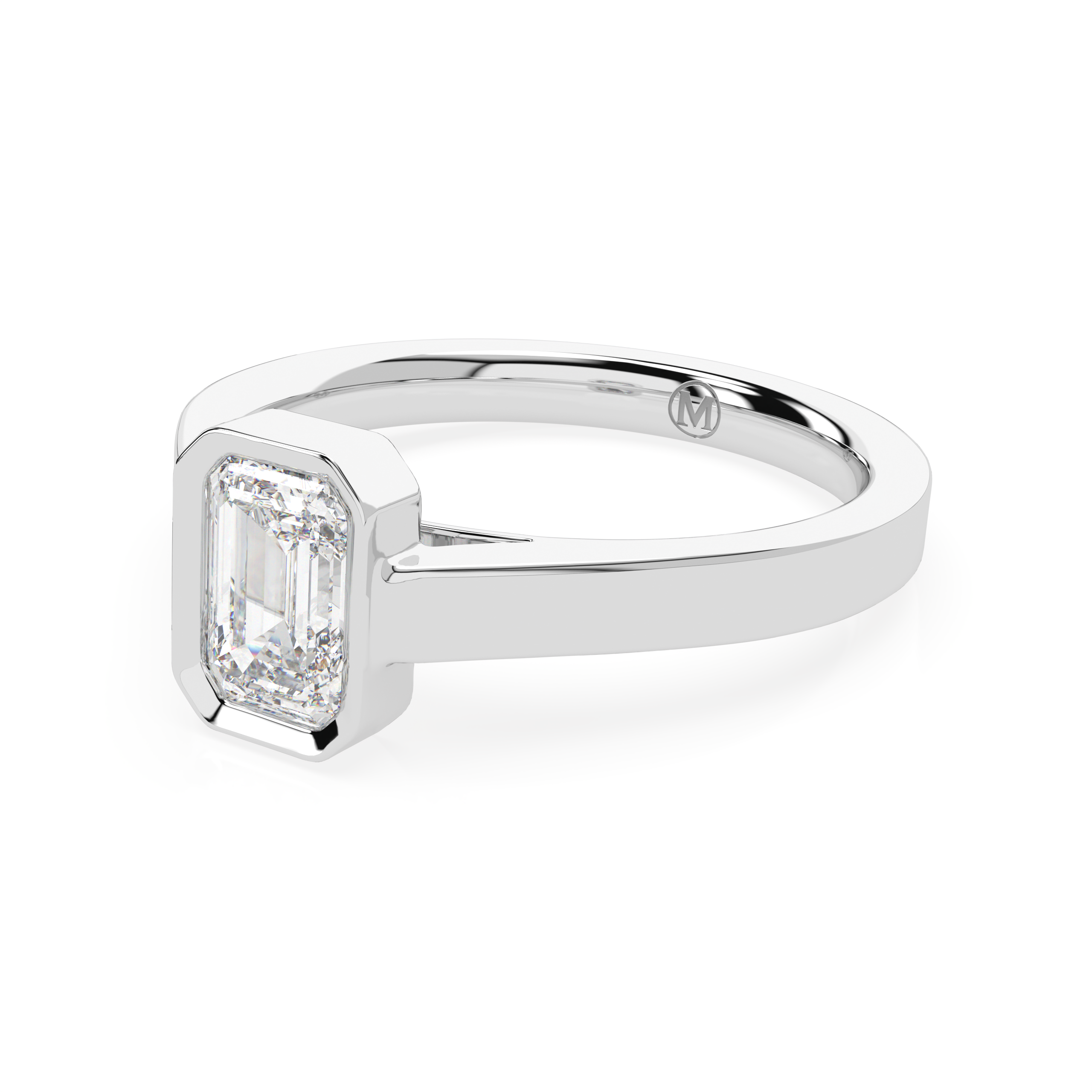 EMERALD CUT DIAMOND VERTICAL BEZEL SET ENGAGEMENT RING 0.50 CT.