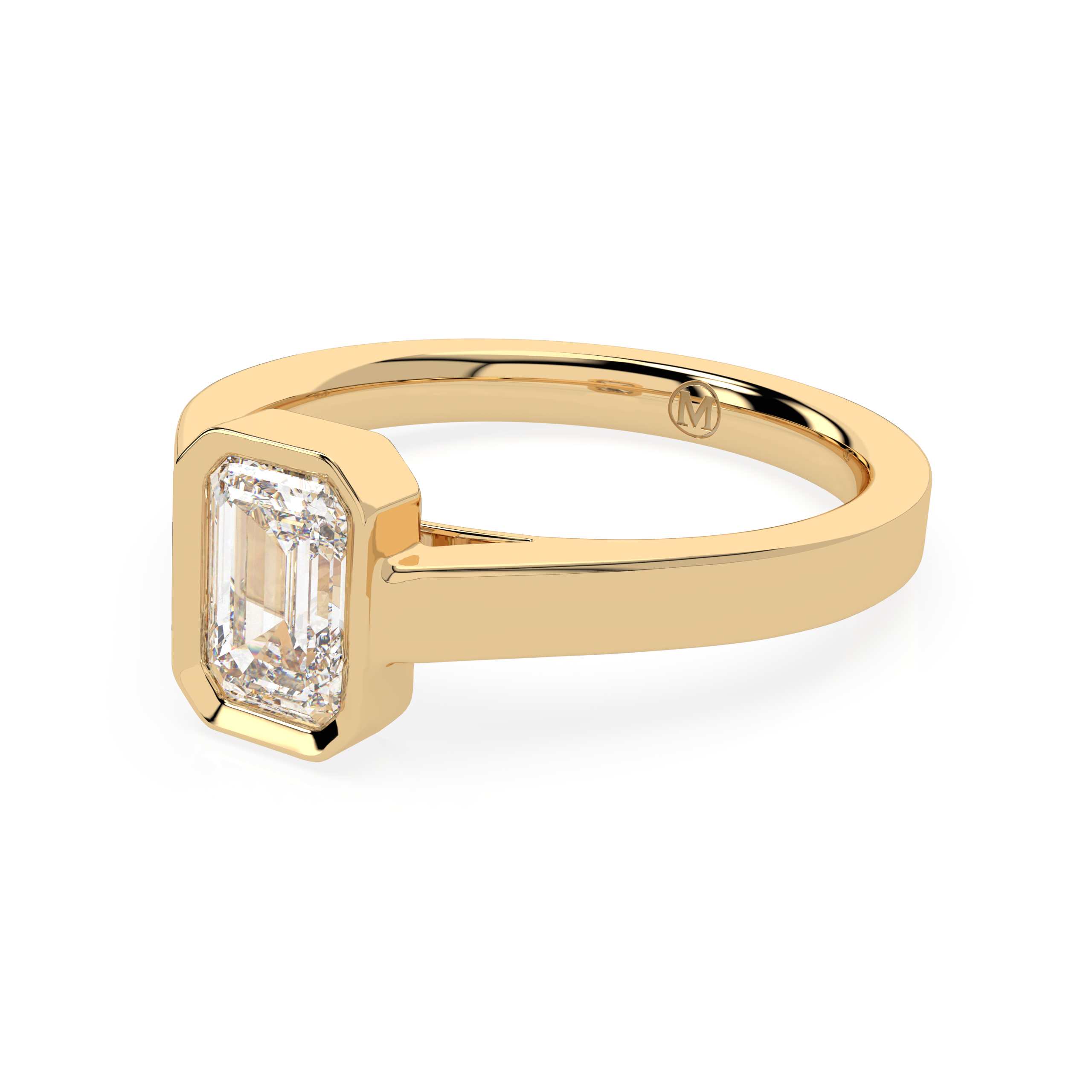 EMERALD CUT DIAMOND VERTICAL BEZEL SET ENGAGEMENT RING 0.50 CT.